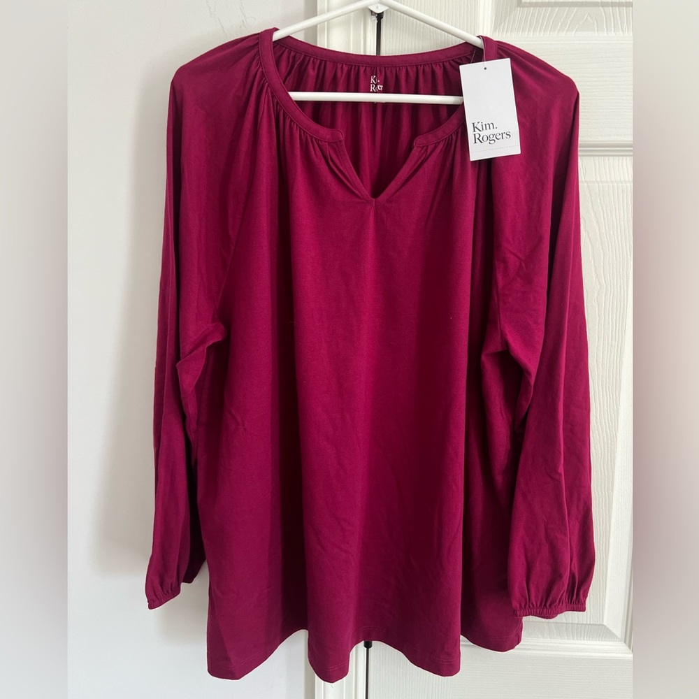 Kim Rogers burgundy floral Blouse